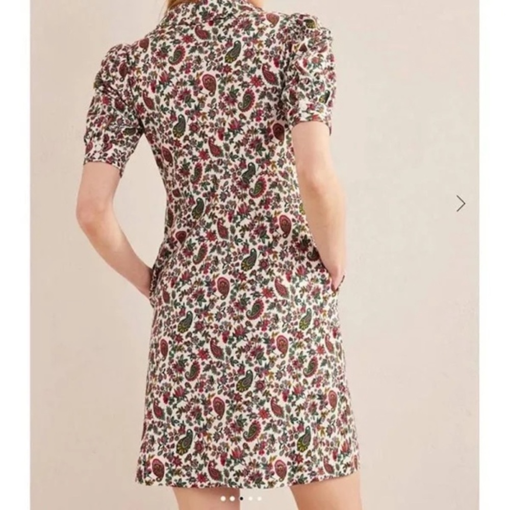 Boden Mini Tea Dress Small Preppy Button Paisley Floral Puff Cotton Casual - Picture 11 of 13